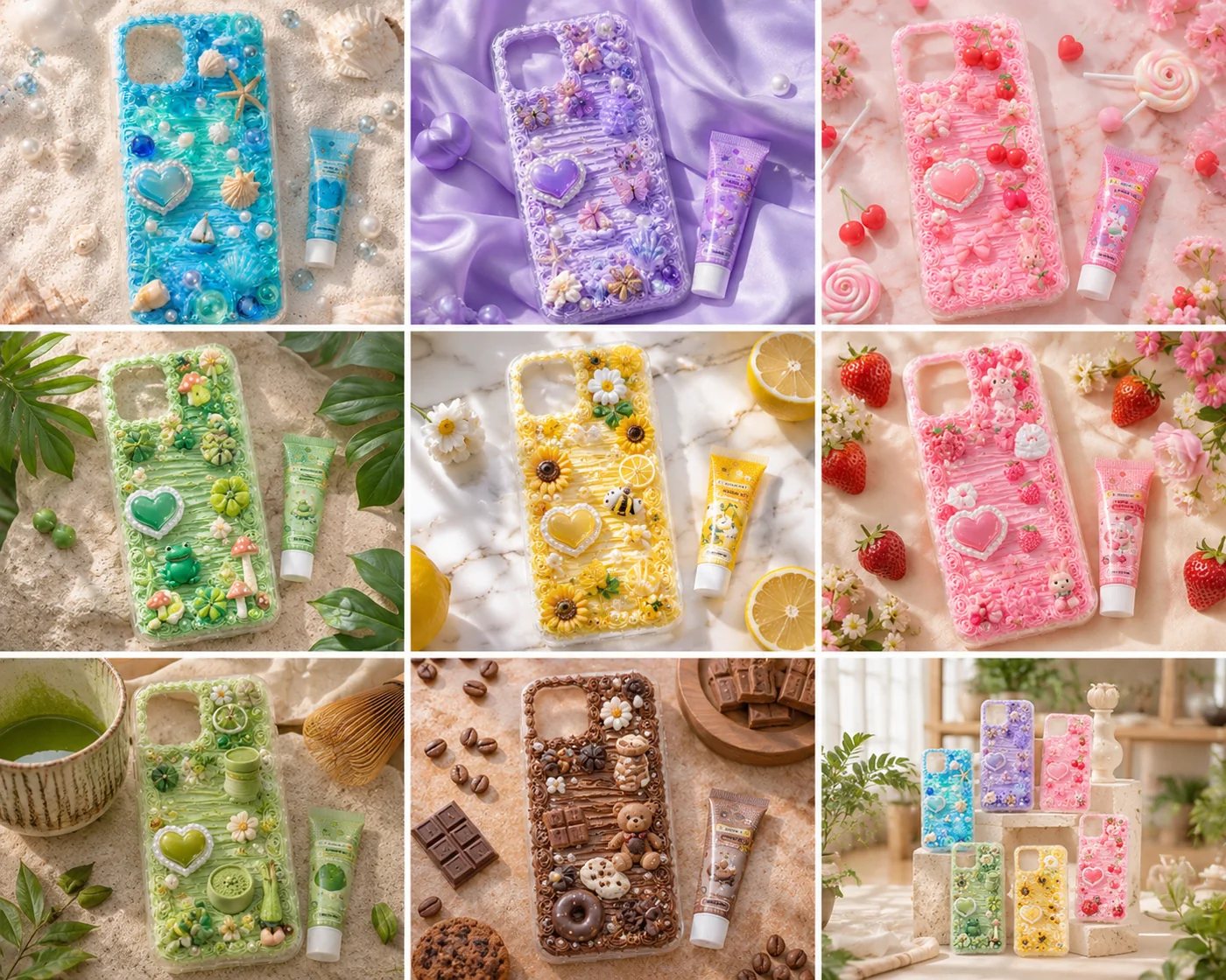 Bunte Charmhüllen in verschiedenen Farben